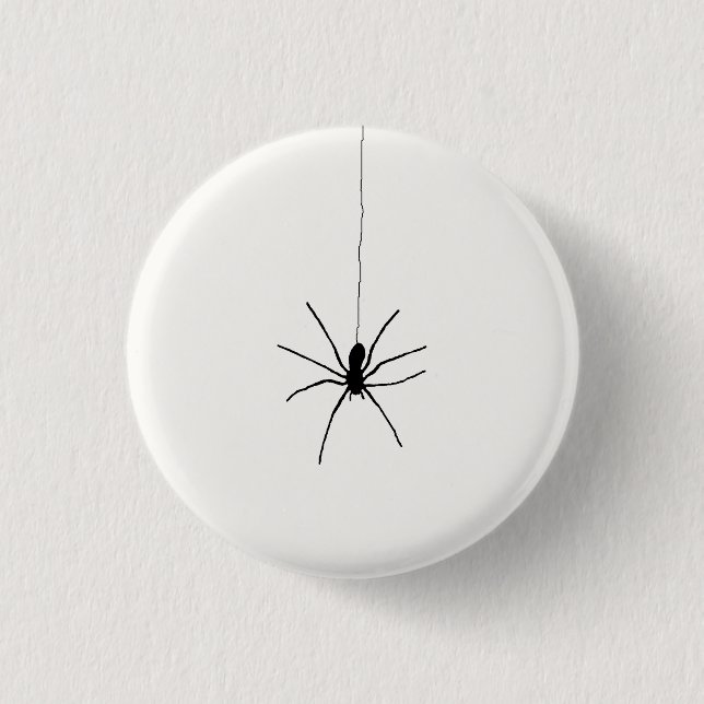 Black Hanging Spider on White Button (Front)