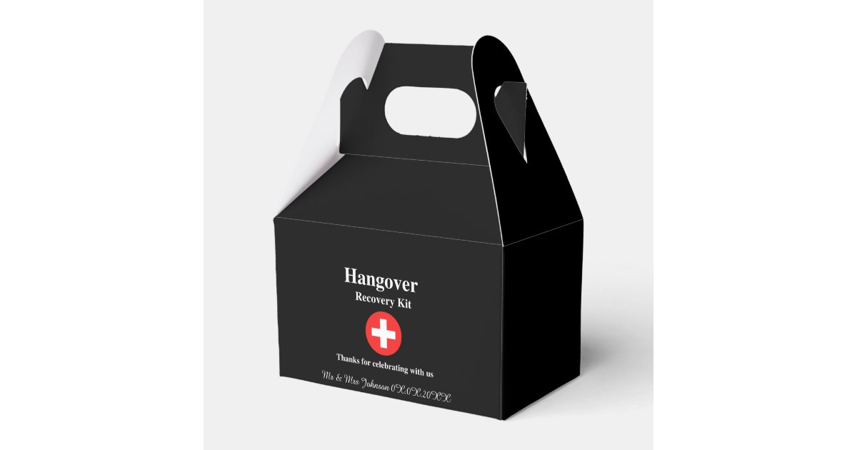 Black Hangover Recovery Kit Favor Box