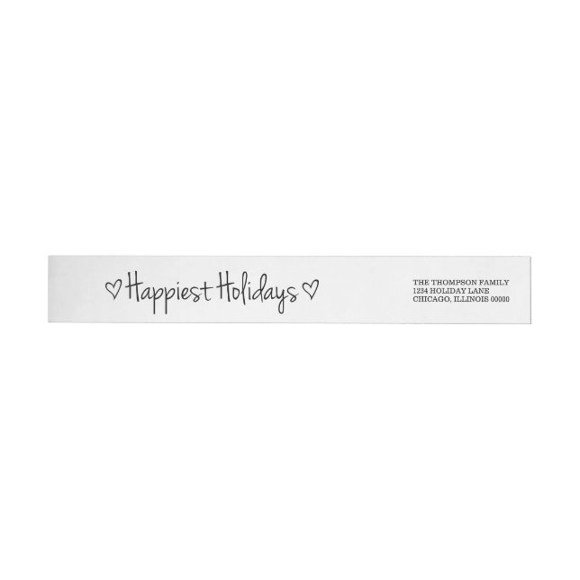 Black Happiest Holidays Address Labels (Individual)