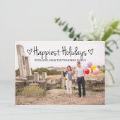 Black Happiest Holidays Photo Flat Card (Standing Front)