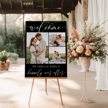 Black Happily Ever After Photos Wedding Welcome Foam Board by Paperpaperpaper at Zazzle