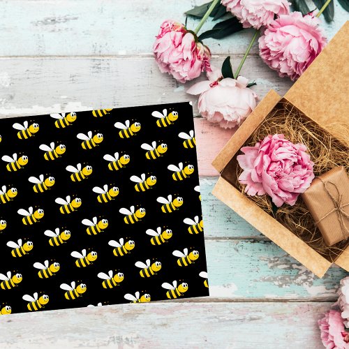 Black happy bumble bees cute fun tissue paper