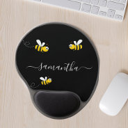 Black Happy Bumble Bees Summer Fun Humor Name Gel Mouse Pad at Zazzle