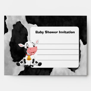 Black Happy Cow Baby Shower Invitation Envelope