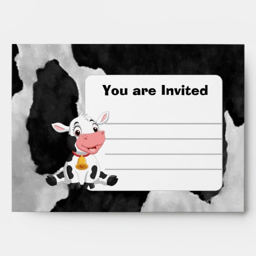 Black Happy Cow Invitation  Envelope