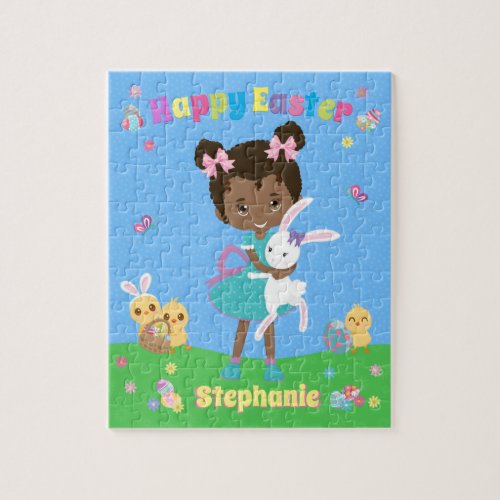 Black Happy Easter Girl Jigsaw Puzzle