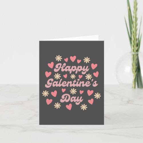 Black Happy Galentines Day Heart Valentine Card