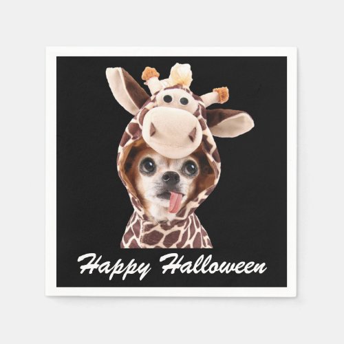 Black Happy Halloween Chihuahua Paper Napkins