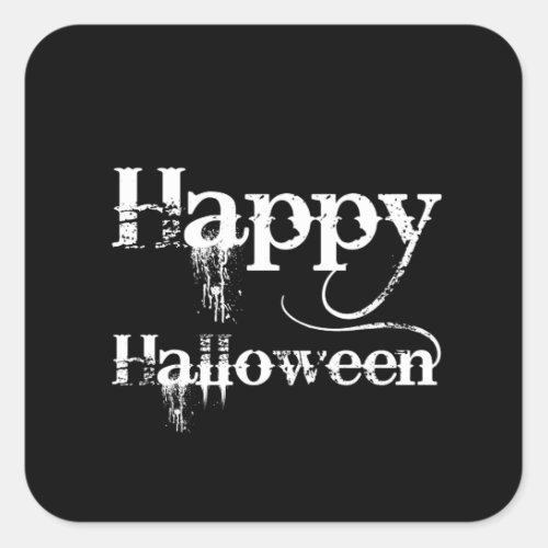 Black Happy Halloween Gothic Square Sticker