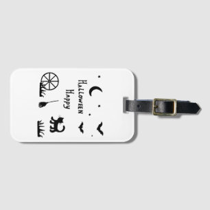 Black Happy Halloween horror spooky Luggage Tag