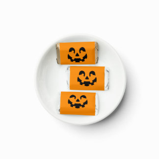 Black Happy Halloween Pumpkin Face Shape On Orange Hershey's Miniatures