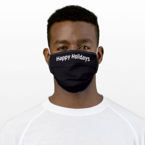 Black Happy Holidays Face Mask