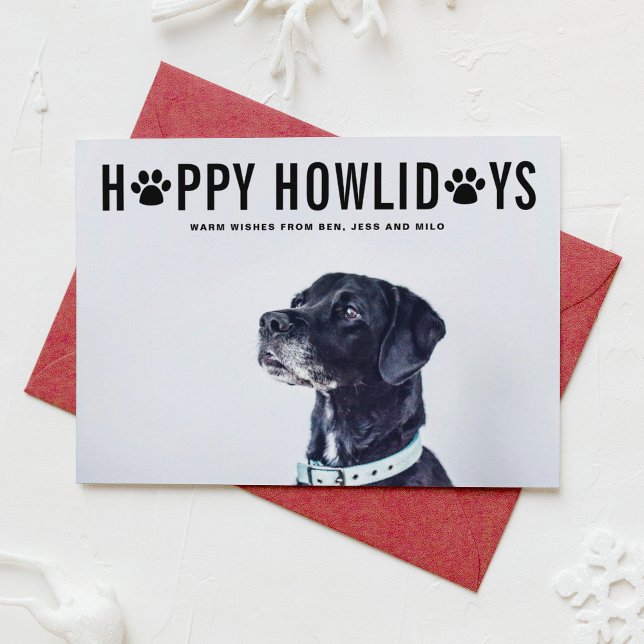 Black Happy Howlidays Bold Typography Pet Holiday (Creator Uploaded)