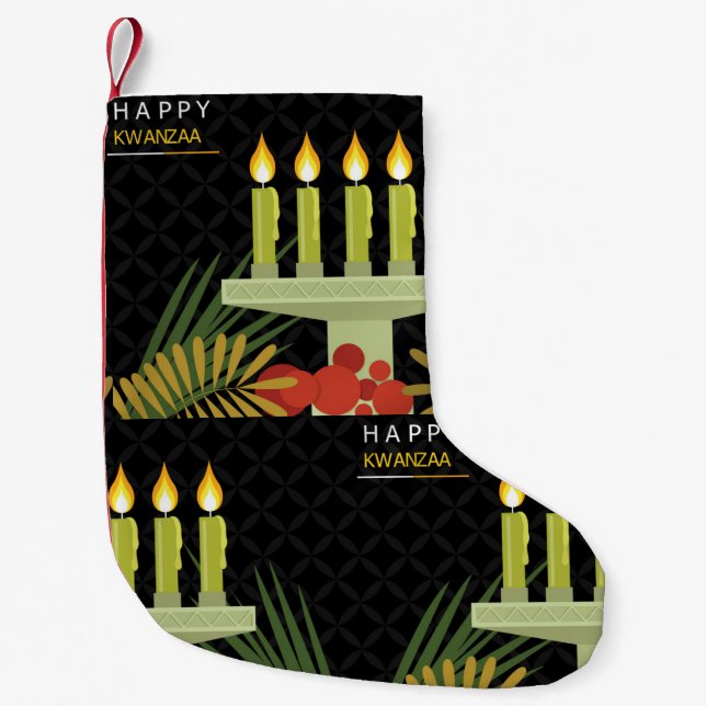 black happy kwanzaa christmas stocking (Front)