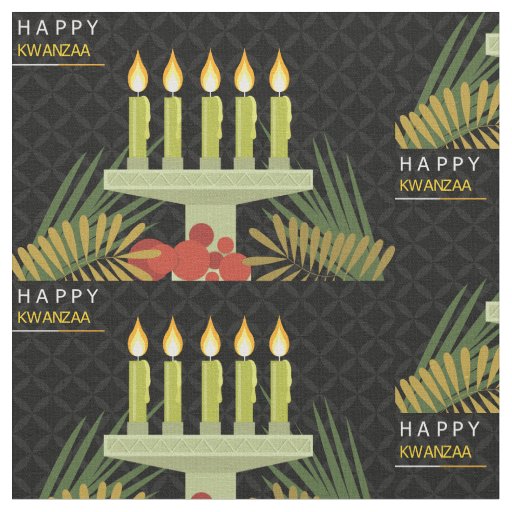 black happy kwanzaa fabric