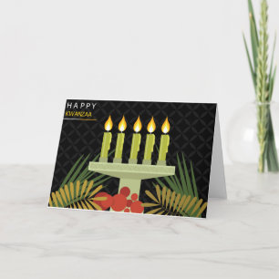 black happy kwanzaa holiday card