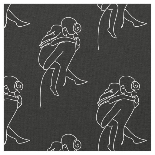 black happy mothers day line drawing fabric