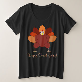 Black Happy Thanksgiving Sweatshirt Turkey Plus Size T-Shirt