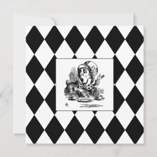 Black Harlequin Blank Mad Hatter Square card
