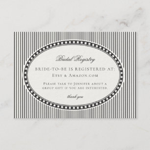 Black Harlequin Checkered Bridal Registry Enclosure Card