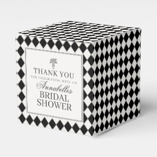 Black Harlequin Checkered Bridal Shower Favor Boxes