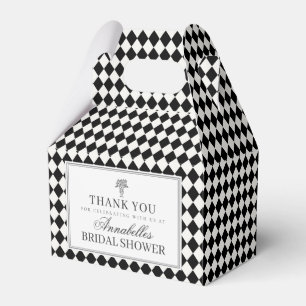 Black Harlequin Checkered Bridal Shower Favor Boxes