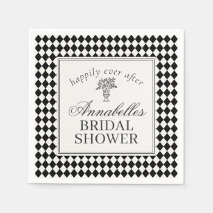 Black Harlequin Checkered Bridal Shower Napkins
