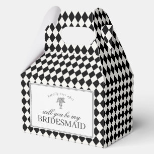Black Harlequin Checkered Bridesmaid Proposal Box