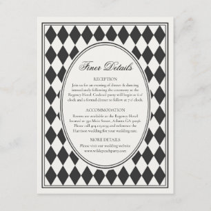 Black Harlequin Checkered Finer Details Wedding Enclosure Card