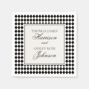 Black Harlequin Checkered Wedding Napkins
