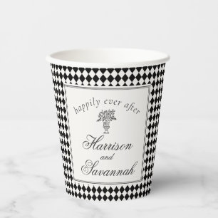Black Harlequin Checkered Wedding Paper Cups
