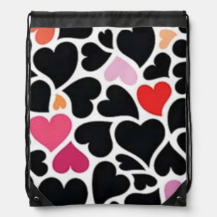 Black Harts Drawstring Backpack