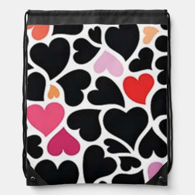 Black Harts Drawstring Backpack (Front)