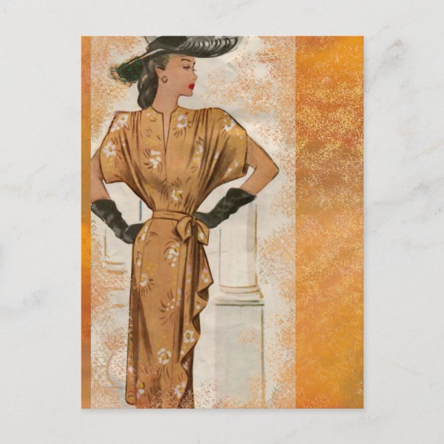 Black Hat and Gloves Postcard (Front)