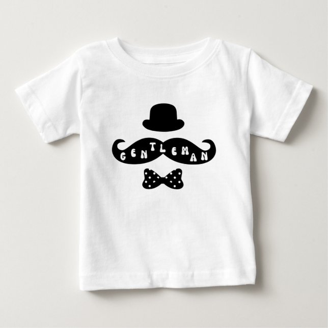 Black Hat Mustache Casual Baby Boy T-Shirt (Front)