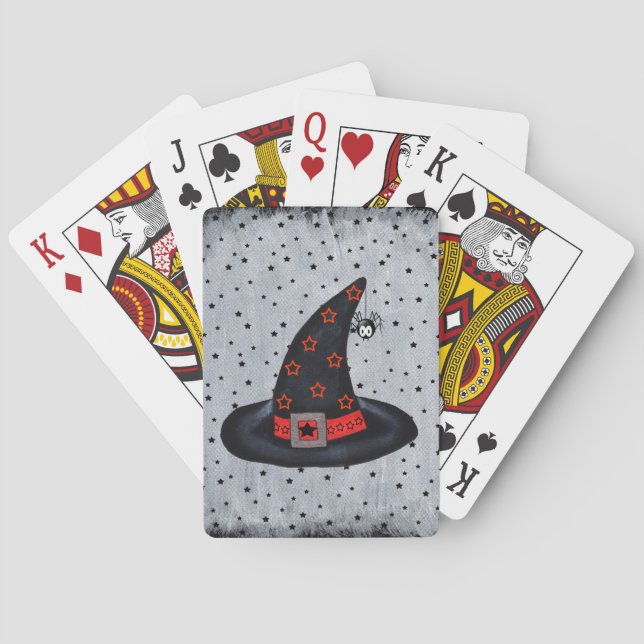 Black Hat Society Witch Hat Buckle Stars Spider  Poker Cards (Back)