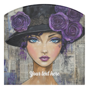 black hat vintage ladies 2 door sign