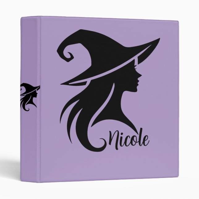 Black Hat Witch Wiccan Witches Halloween 3 Ring Binder (Front/Spine)
