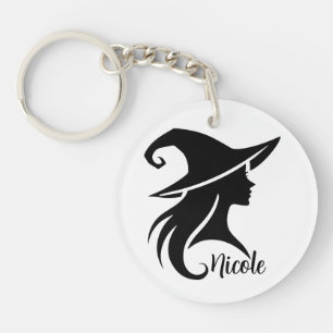 Black Hat Witch Wiccan Witches Halloween Keychain