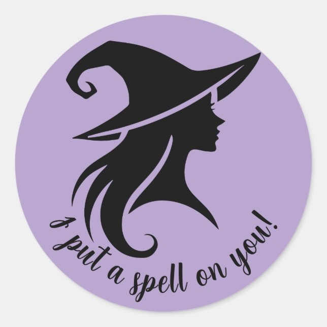 Black Hat Witch Wiccan Witches Halloween Party Classic Round Sticker (Front)