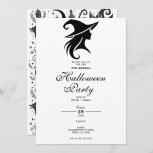 Black Hat Witch Wiccan Witches Halloween Party Invitation