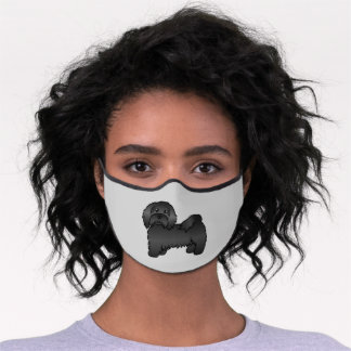 Black Havanese Bichon Havanais Cartoon Dog Premium Face Mask