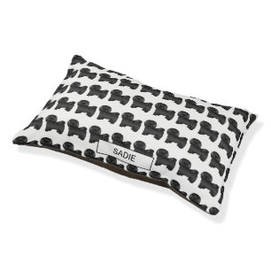 Black Havanese Cute Cartoon Dog & Custom Name Pet Bed