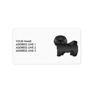 Black Havanese Cute Cartoon Dog & Custom Text Label