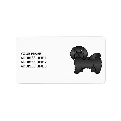 Black Havanese Cute Cartoon Dog  Custom Text Label