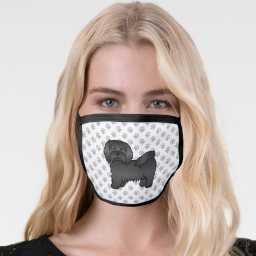 Black Havanese Cute Cartoon Dog Illustration Face Mask