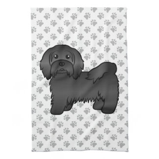 Black Havanese Cute Cartoon Dog Illustration Kitchen Towel