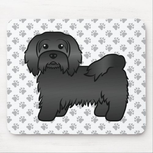 Black Havanese Cute Cartoon Dog Illustration Mouse Pad