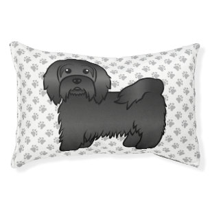 Black Havanese Cute Cartoon Dog Illustration Pet Bed