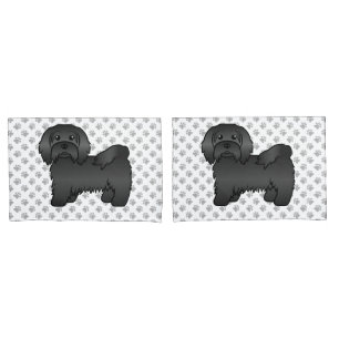 Black Havanese Cute Cartoon Dog Illustration Pillow Case